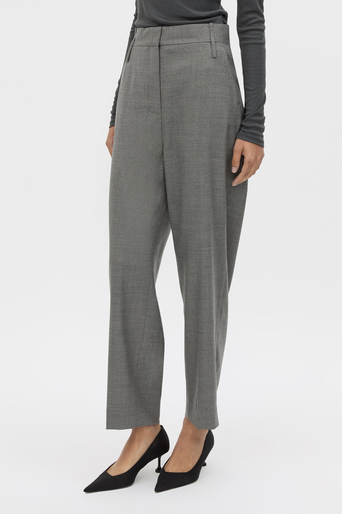 Cropped View - CAMILLA AND MARC tailored Crest Cropped Pant in grey marle.
