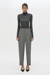 Front styled View - CAMILLA AND MARC tailored Crest Cropped Pant in grey marle.