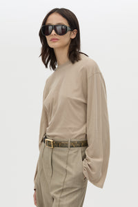 Dakota Long Sleeve Top - CAMILLA AND MARC Dakota long sleeve relaxed top in taupe