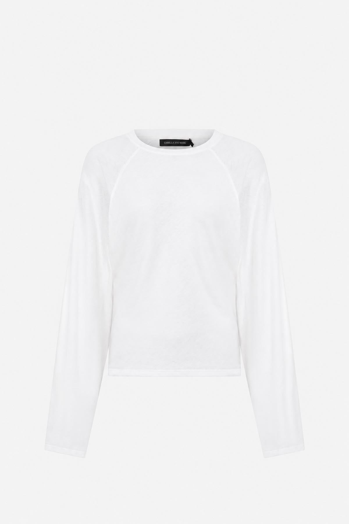 Ghost view CAMILLA AND MARC Dakota raglan sleeve top in soft white.