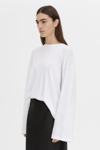Cropped view CAMILLA AND MARC Dakota long sleeve top in soft white.