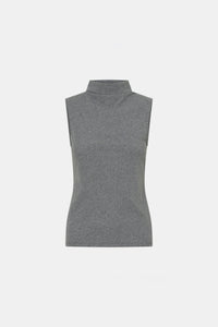 Ghost view CAMILLA AND MARC fitted Dakota Sleeveless High Neck Top in grey marle.