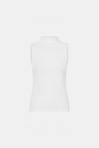 Ghost view CAMILLA AND MARC fitted Dakota Sleeveless High Neck Top in soft white.