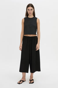 Front-styled view CAMILLA AND MARC Darien culotte in black.