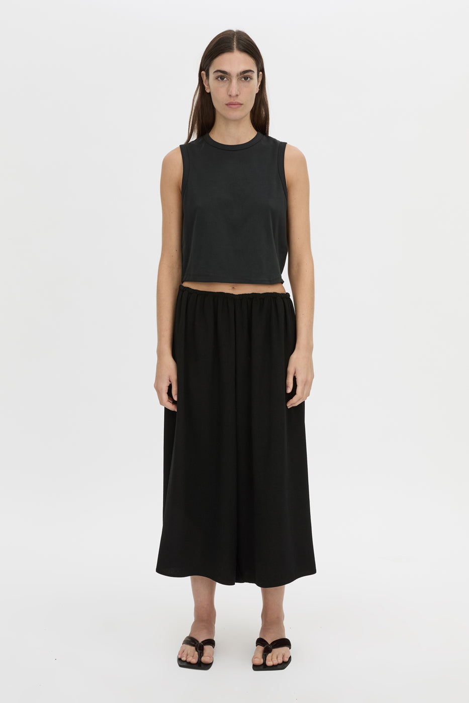 Front view CAMILLA AND MARC Darien culotte in black.