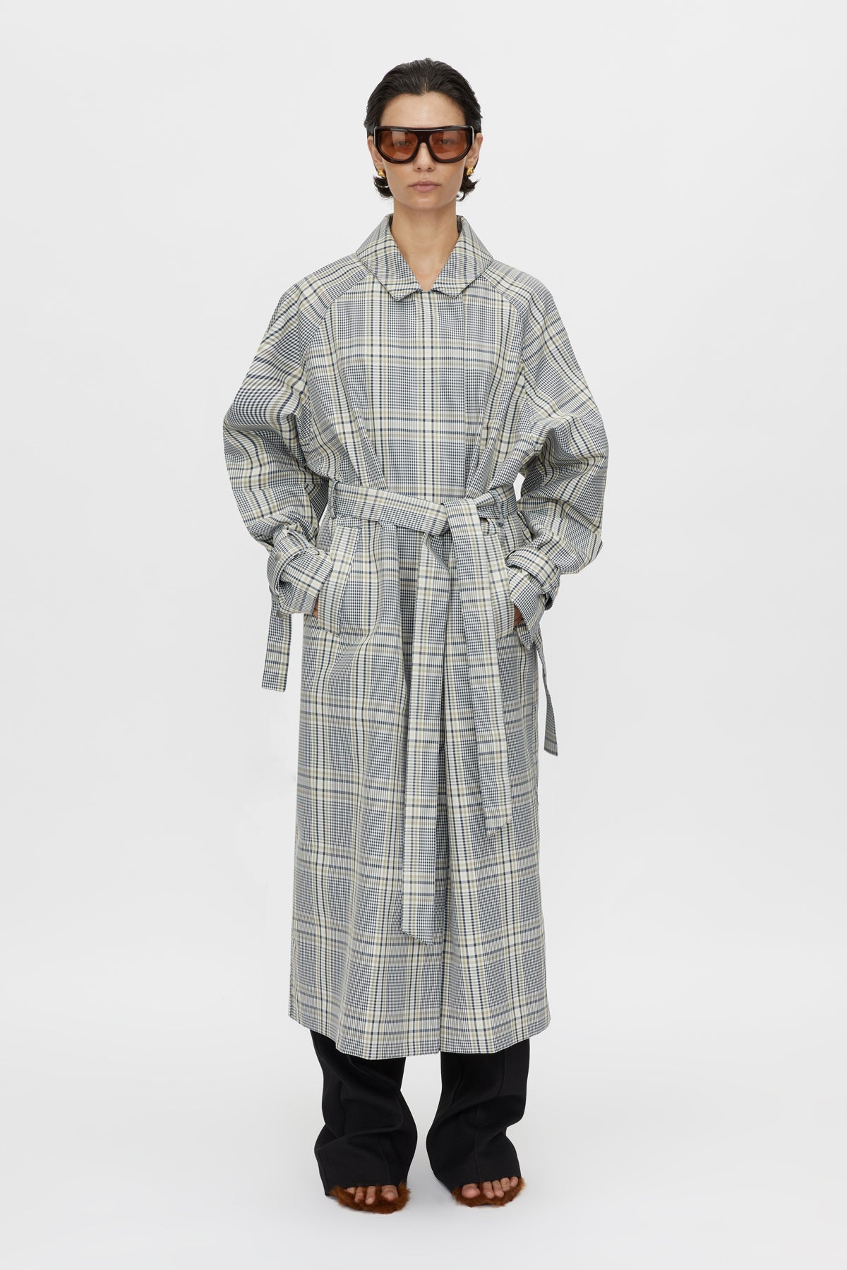 Delta Plaid Trench