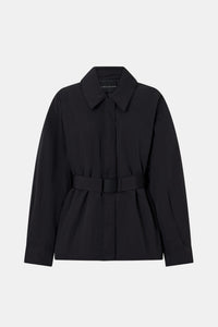 Ghost View - CAMILLA AND MARC Manon Padded Belted Jacket in black with hammered textured fabrication. 