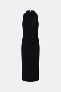 Ghost View - CAMILLA AND MARC Dune Fringe Detail Midi Dress in black with fringe scarf. 