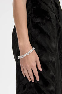 Cropped view CAMILLA AND MARC Eagan Bracelet in silver with handcrafted ruched chain links in solid brass.
