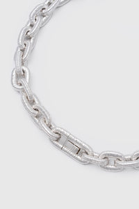 Ghost view CAMILLA AND MARC Eagan Necklace in silver with handcrafted ruched chain links in solid brass.