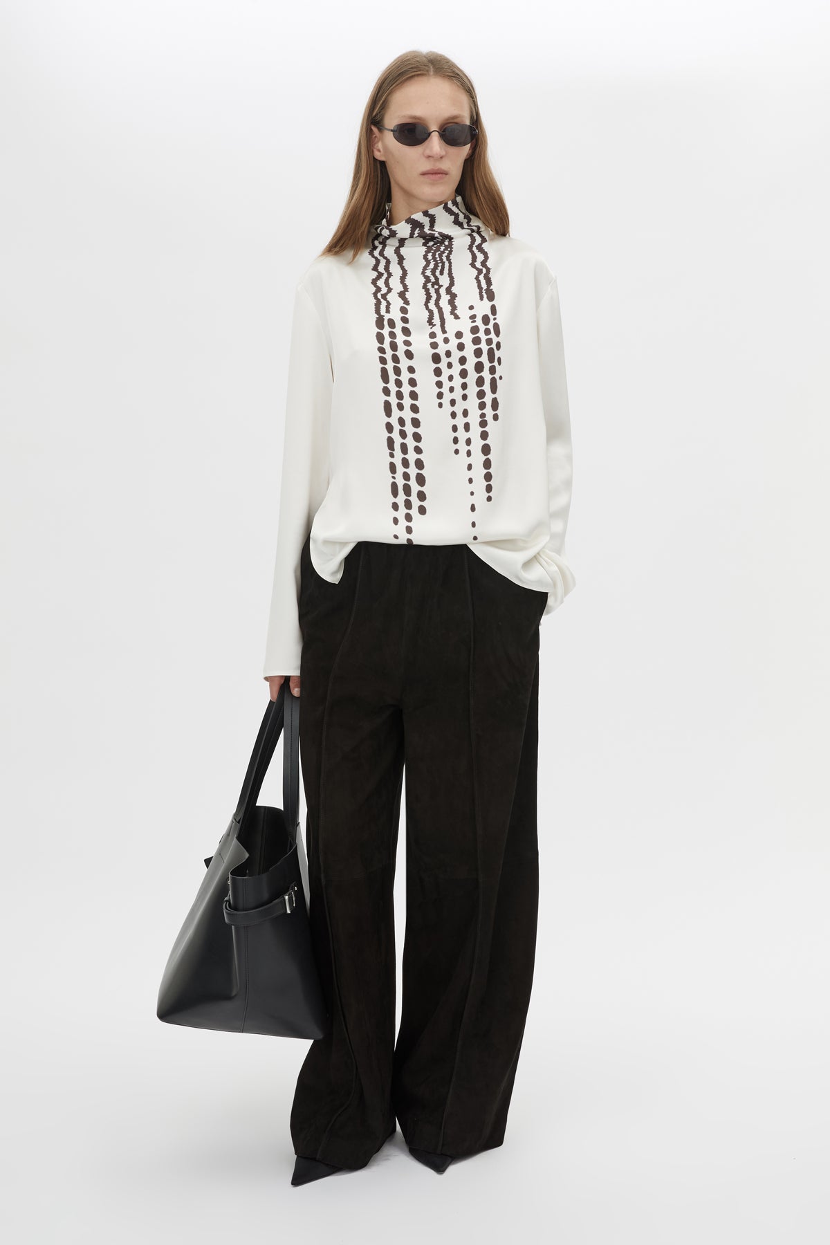 Front view CAMILLA AND MARC Edison Top in Edison Print with bespoke print and full long sleeves.