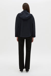 Back view CAMILLA AND MARC Eira hooded pullover in navy.
