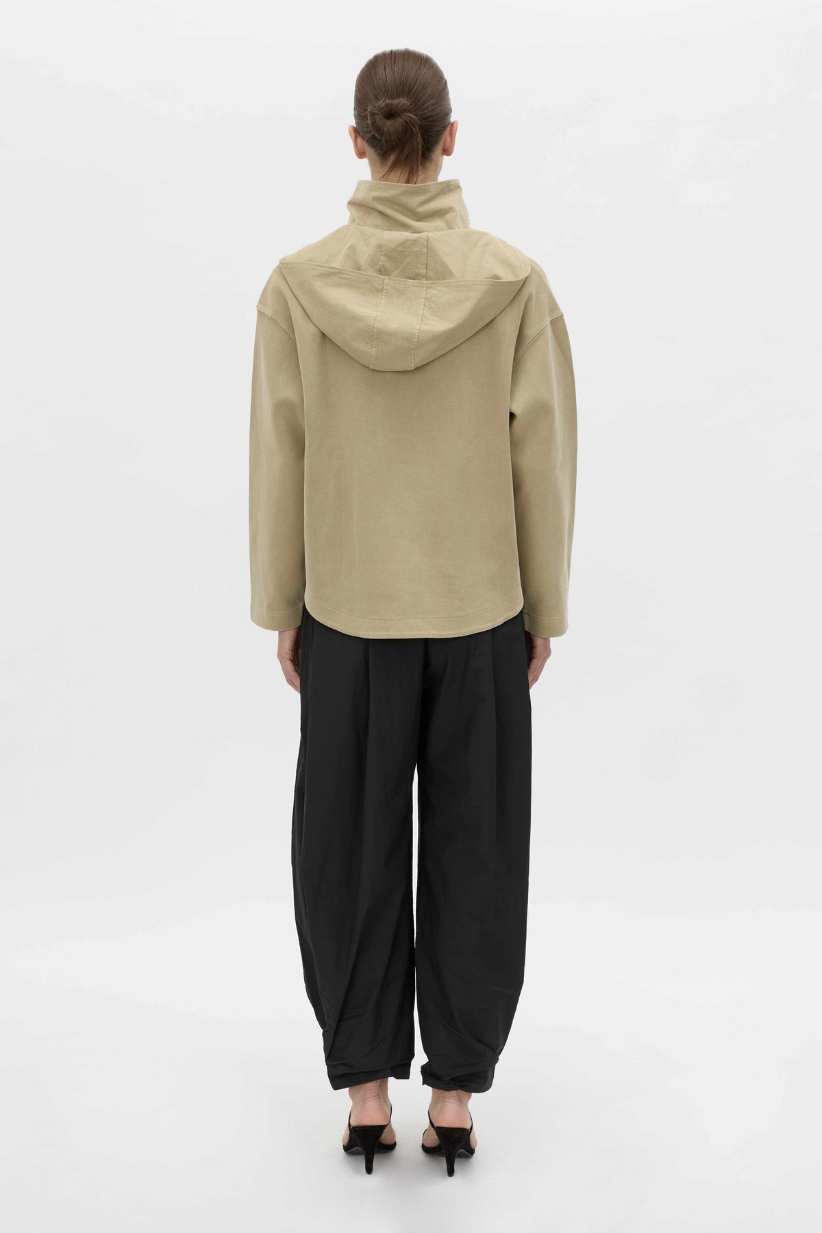 Styled view CAMILLA AND MARC Eira hooded pullover in oyster.