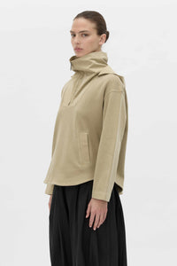 Styled view CAMILLA AND MARC Eira hooded pullover in oyster.