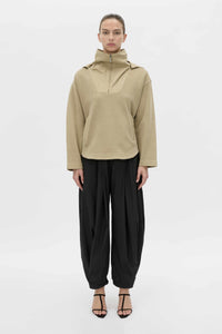 Front-styled view CAMILLA AND MARC Eira hooded pullover in oyster.