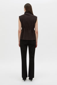 Back view CAMILLA AND MARC Eira sleeveless vest in hickory.