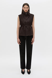 Front-styled view CAMILLA AND MARC Eira sleeveless vest in hickory.