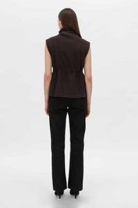 Back view CAMILLA AND MARC Eira sleeveless vest in hickory.