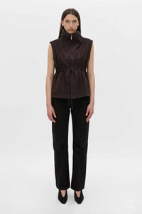 Front view CAMILLA AND MARC Eira sleeveless vest in hickory.