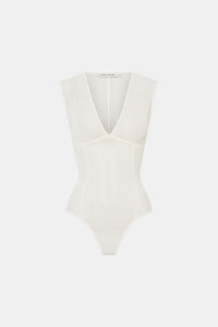 Ghost view CAMILLA AND MARC Elandra textured bodysuit in ivory.