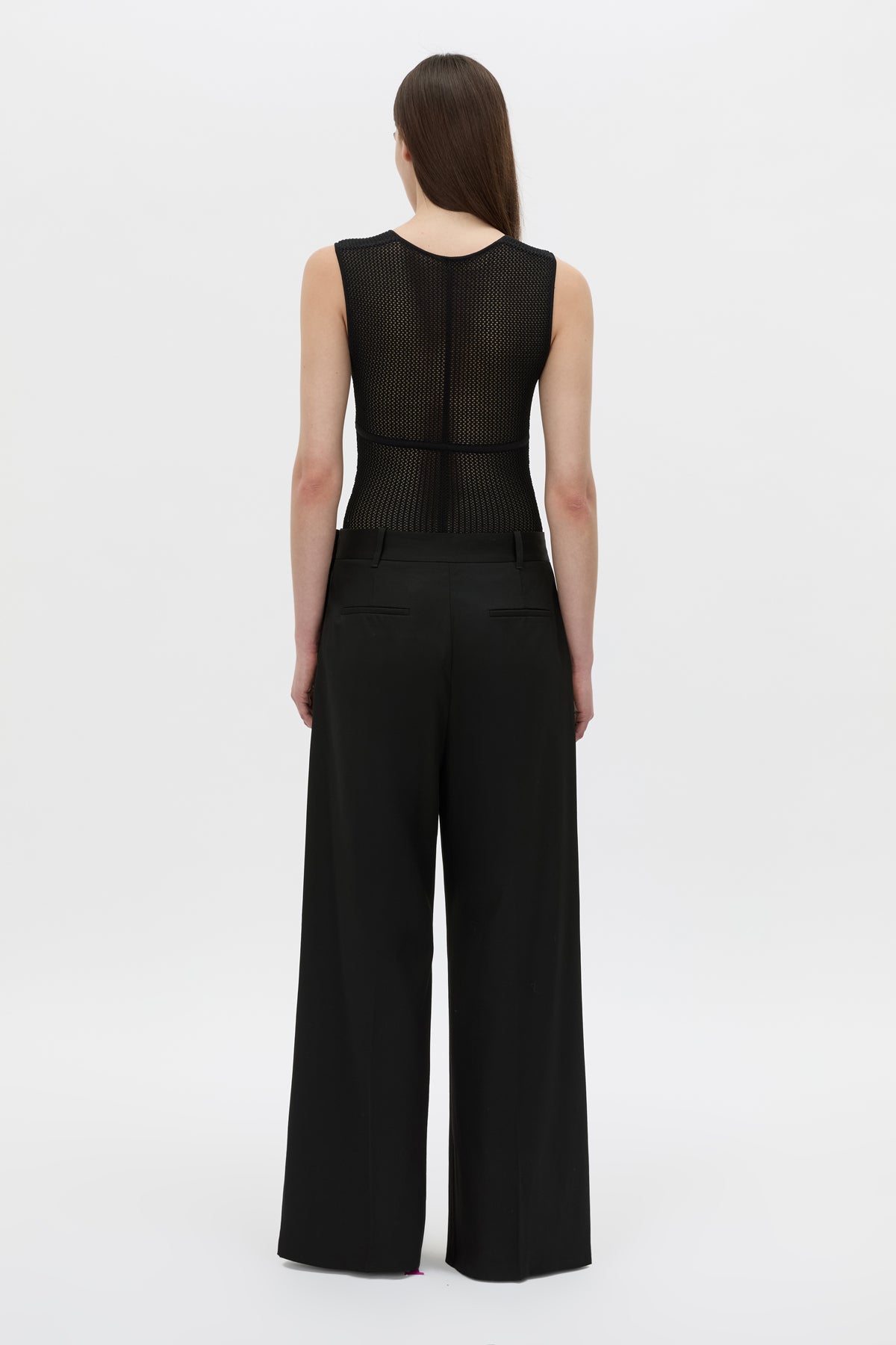 Back view CAMILLA AND MARC Elandra textured bodysuit in black.