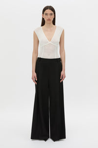 Front-styled view CAMILLA AND MARC Elandra textured bodysuit in ivory.