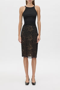 Eleri Skirt - CAMILLA AND MARC Eleri black lace midi skirt with scalloped hem