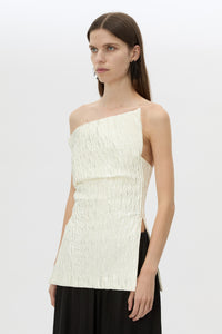 Cropped view CAMILLA AND MARC Elise Top in Cream with sculpted fit, off‑shoulder design and side hem splits.