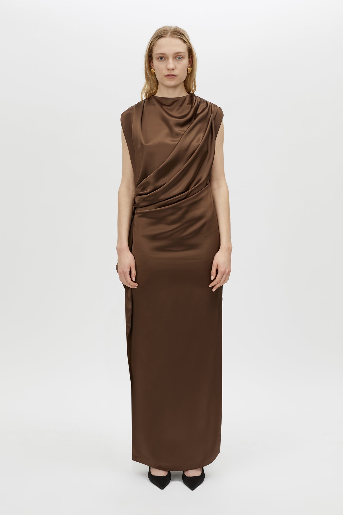 Elowyn Drape Detail Midi Dress