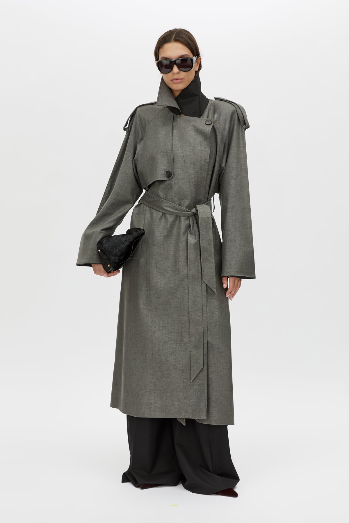Ember Trench Coat - CAMILLA AND MARC Ember grey oversized trench coat with contrast undercollar and sleeve detailing