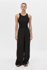 Front view CAMILLA AND MARC wide-leg Enna Pant in black with an elasticated high‑waistband.