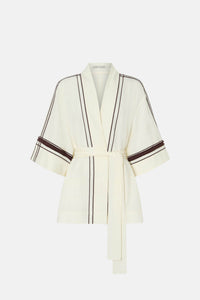 Ghost view CAMILLA AND MARC relaxed Enna Robe in stone with embroidery detail.