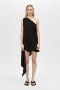 Eon Dress - CAMILLA AND MARC Eon asymmetric draped one-shoulder mini dress in black
