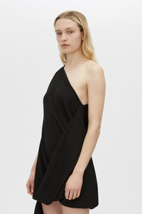 Eon Dress - CAMILLA AND MARC Eon asymmetric draped one-shoulder mini dress in black