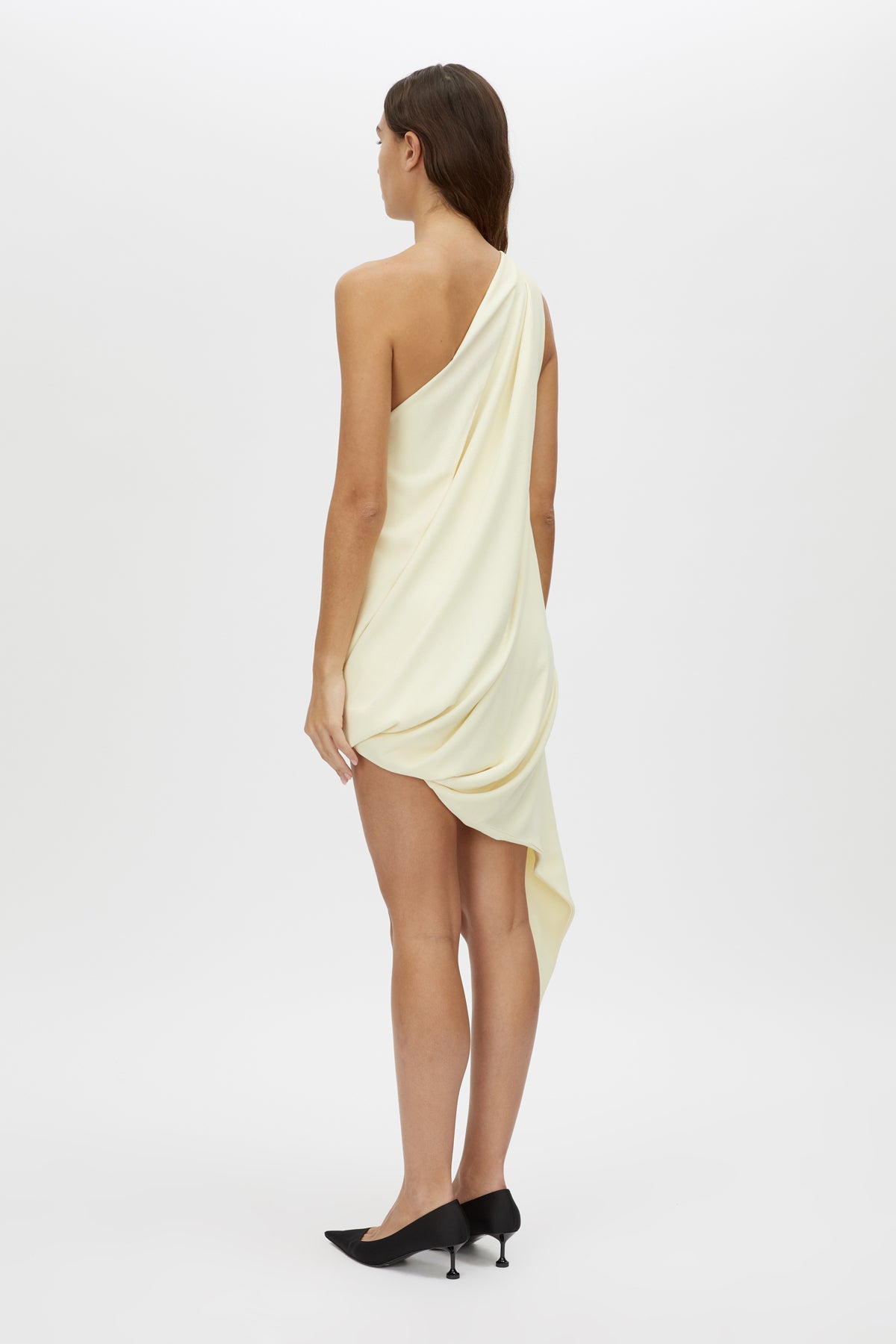 Eon Dress - CAMILLA AND MARC Eon asymmetric draped one-shoulder mini dress in lemon yellow