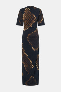 Ghost view CAMILLA AND MARC Ephyra Midi Dress in Ephyra Print with short sleeves and a draped silhouette. 