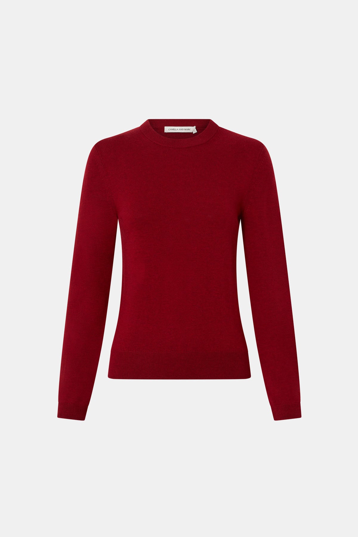 Ghost view CAMILLA AND MARC Esme Knit Sweater in Cherry Red with crew neckline, ribbed trims and single‑jersey knit.