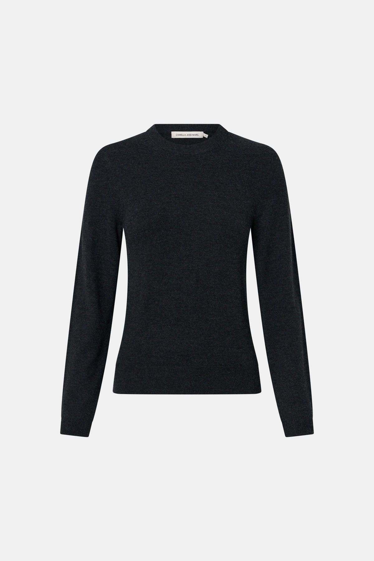 Ghost view CAMILLA AND MARC Esme Knit Sweater in Graphite Grey with crew neckline, ribbed trims and single‑jersey knit.
