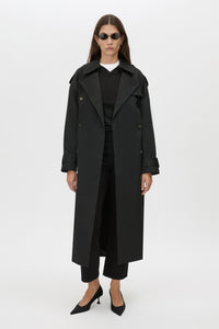 Evans Classic  Trench Coat - CAMILLA AND MARC Evans classic trench coat in black in twill fabrication