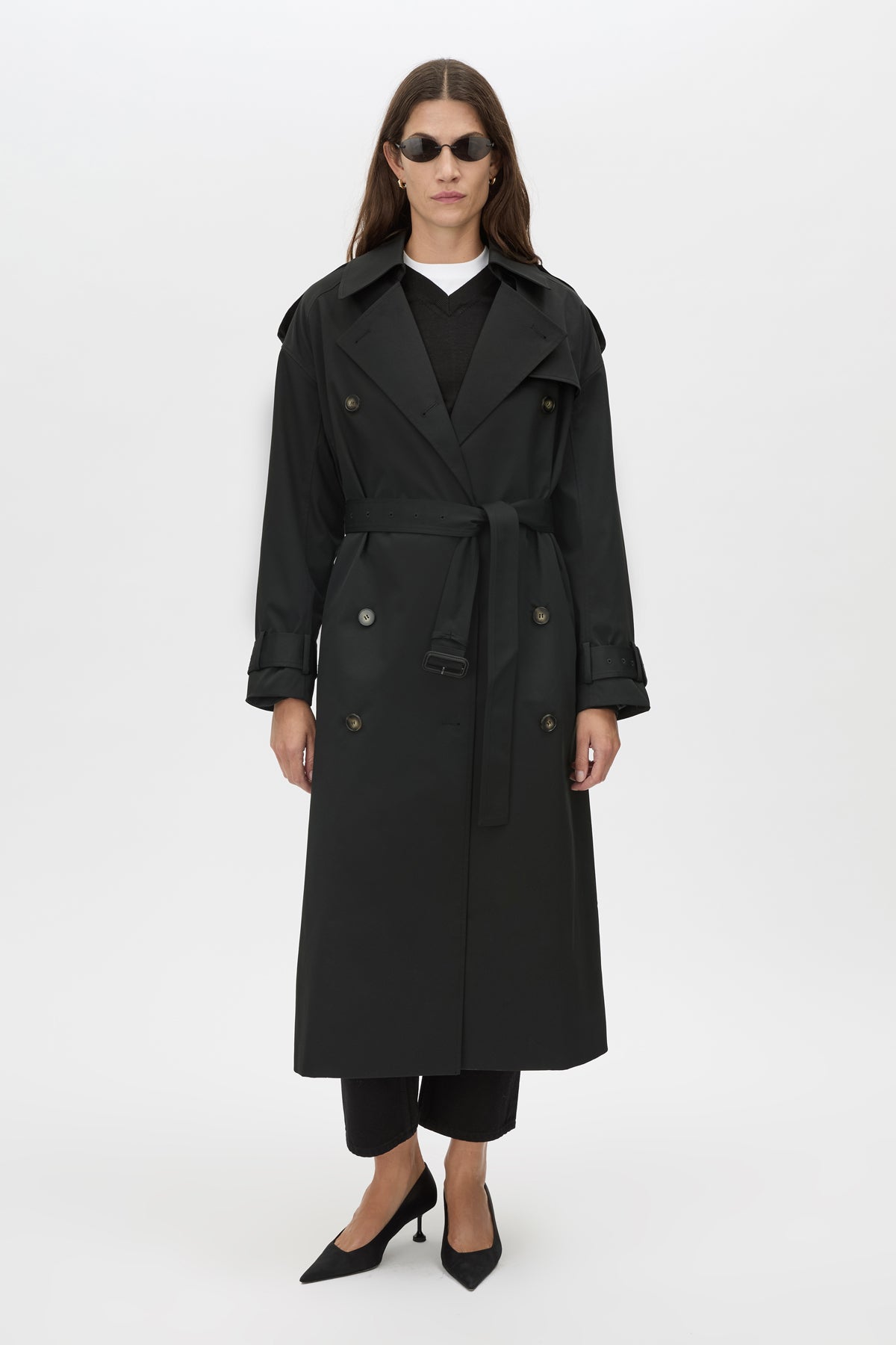 Evans Classic  Trench Coat - CAMILLA AND MARC Evans classic trench coat in black in twill fabrication