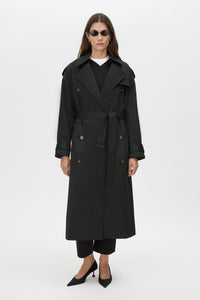 Evans Classic  Trench Coat - CAMILLA AND MARC Evans classic trench coat in black in twill fabrication