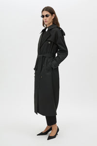 Evans Classic  Trench Coat - CAMILLA AND MARC Evans classic trench coat in black in twill fabrication