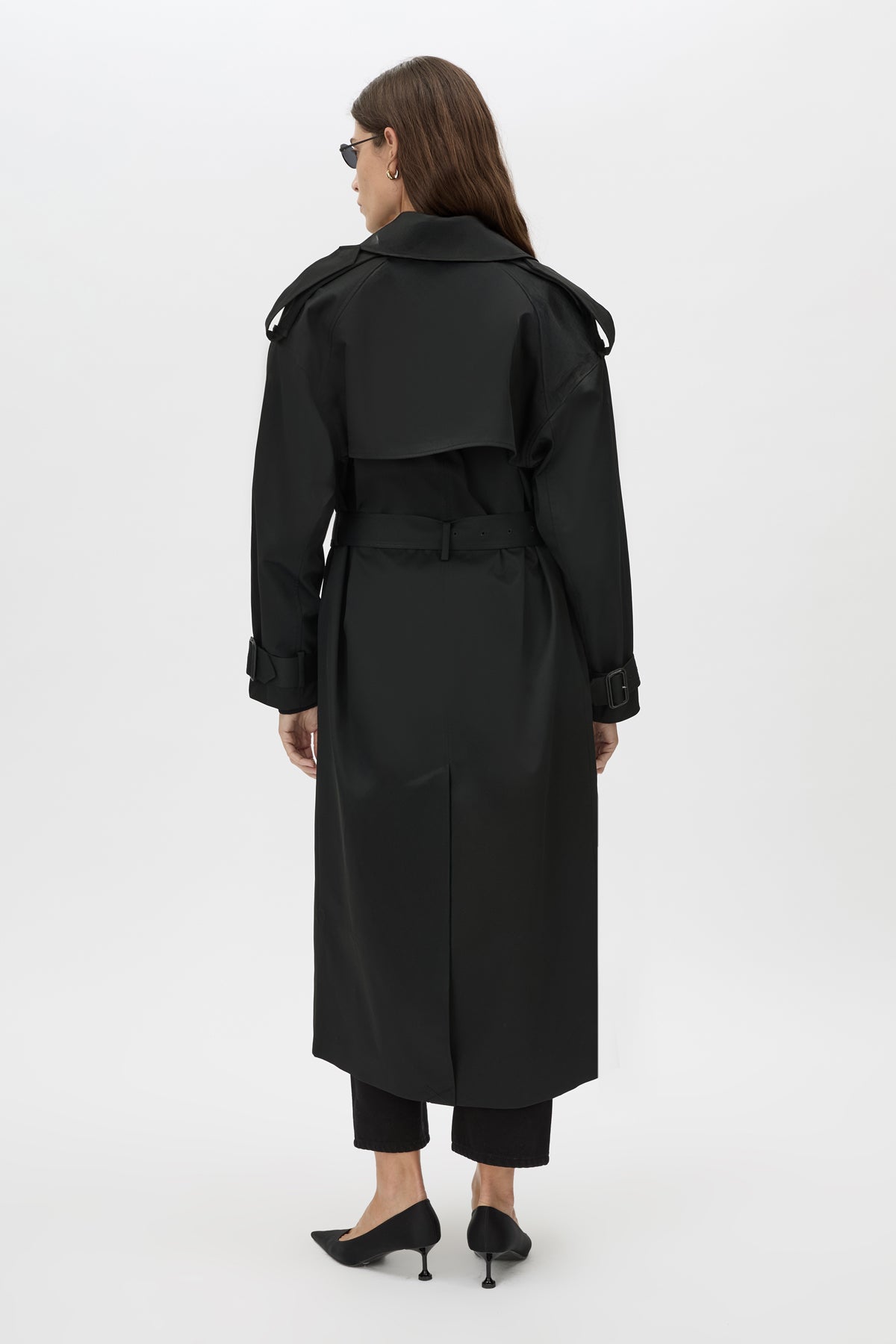 Evans Classic  Trench Coat - CAMILLA AND MARC Evans classic trench coat in black in twill fabrication