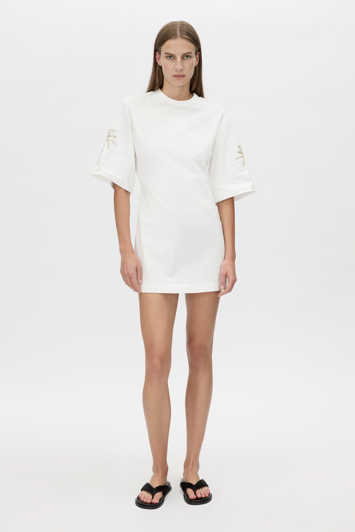 Eviva Mini Dress - CAMILLA AND MARC Eviva mini dress in soft white with beaded chainstitch embroidery