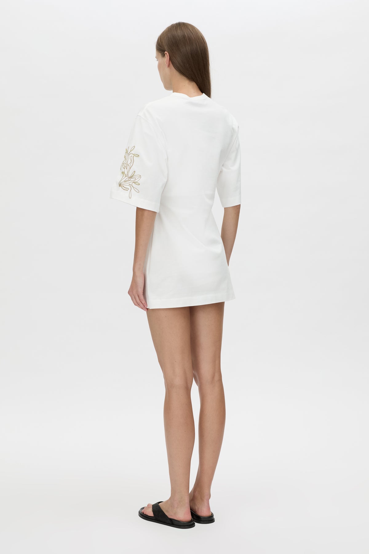 Eviva Mini Dress - CAMILLA AND MARC Eviva mini dress in soft white with beaded chainstitch embroidery