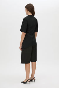 Felix Top - CAMILLA AND MARC Felix black crew neck asymmetric draped top with side split