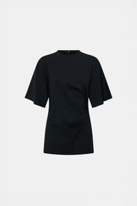 Felix Top - CAMILLA AND MARC Felix black crew neck asymmetric draped top with side split