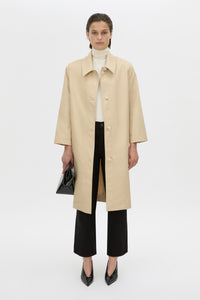 Front view CAMILLA AND MARC Florent mid length coat in latte.
