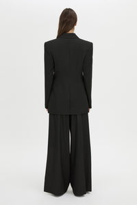 Back view CAMILLA AND MARC Floret single-breasted fitted blazer in black.