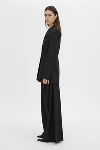 Side view CAMILLA AND MARC Floret single-breasted fitted blazer in black.